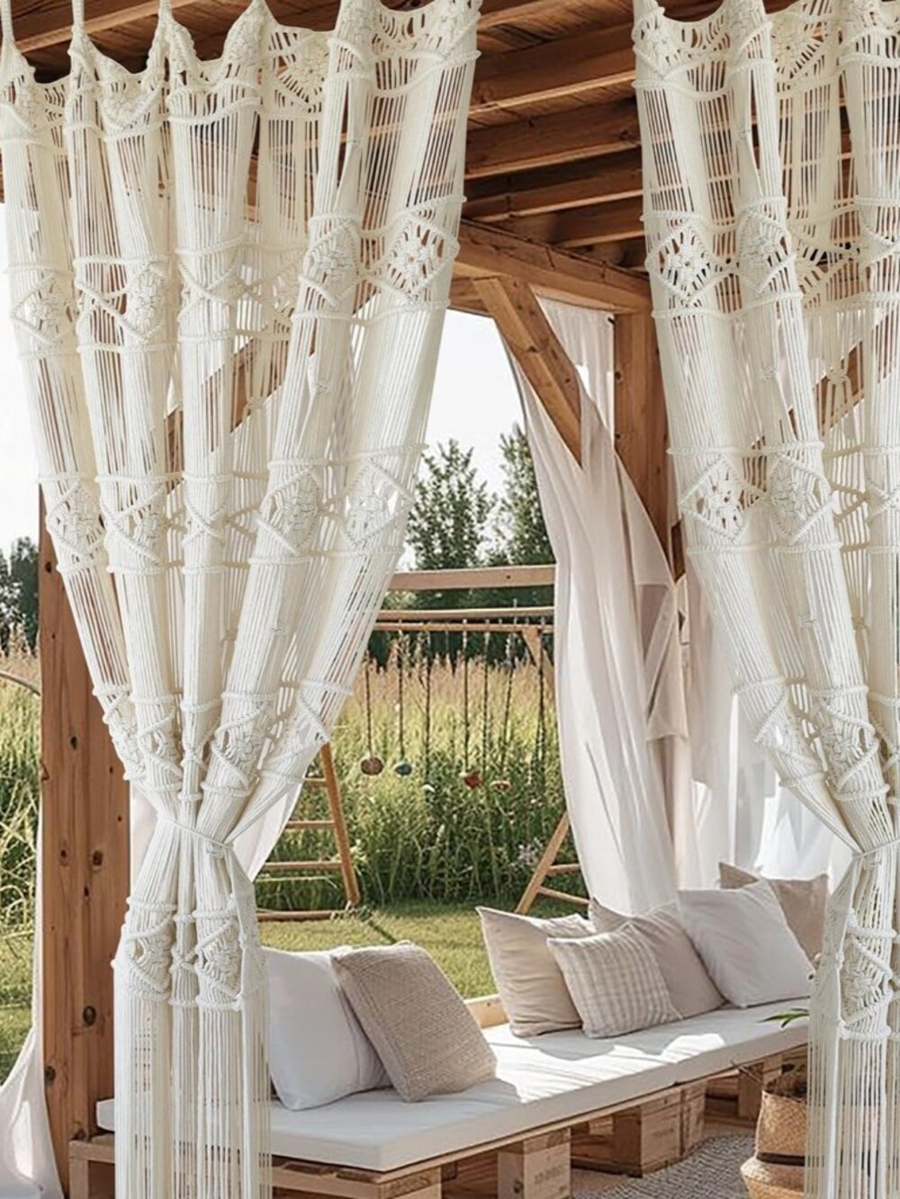 Macrame Curtain Handmade Woven Divider Doorway window Curtain 42"W*75"L